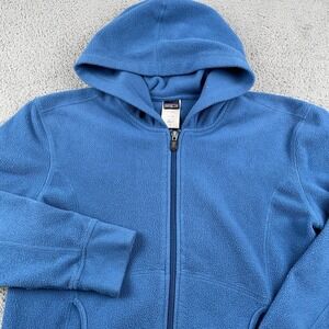 Patagonia Jacket Womens Large Blue Plush Synchilla Fleece Hooded Full Zip